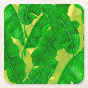 Porta-copo De Papel Quadrado Banana deixa aquarela padrão