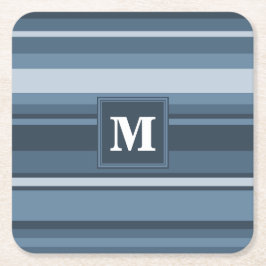 Porta-copo De Papel Quadrado Banda azul de cinza monograma