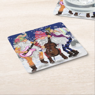 Porta-copo De Papel Quadrado Banda de Natal - Canção Feliz
