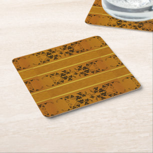 Porta-copo De Papel Quadrado Banda de ouro floral decorativa