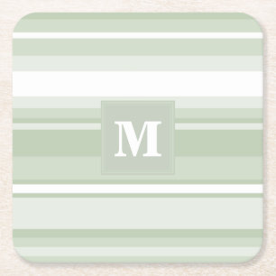 Porta-copo De Papel Quadrado Banda verde pálida monograma