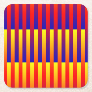 Porta-copo De Papel Quadrado Bandas Amarelas Vermelhas Azuis