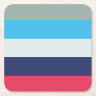 Porta-copo De Papel Quadrado Bandas De Azul E Borgonha