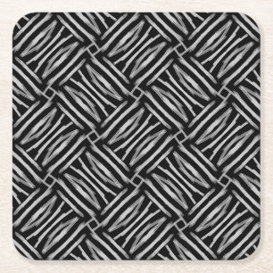 Porta-copo De Papel Quadrado Bandas Tribais Pretas e Brancas