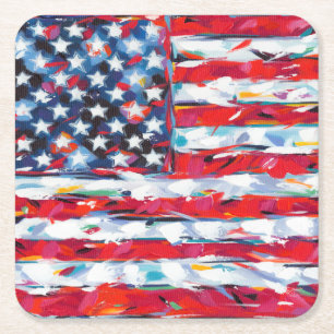 Porta-copo De Papel Quadrado Bandeira Americana