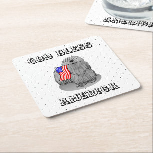 Porta-copo De Papel Quadrado Bandeira Americana Patriótica USA Puli Dog (cinza)
