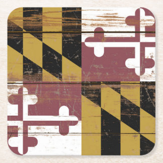 Porta-copo De Papel Quadrado Bandeira Antiga de Madeira do Estado de Maryland