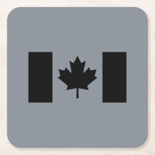 Porta-copo De Papel Quadrado Bandeira canadense no Decor Negro