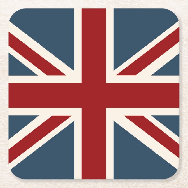 Porta-copo De Papel Quadrado Bandeira clássica de Union Jack (Frente)