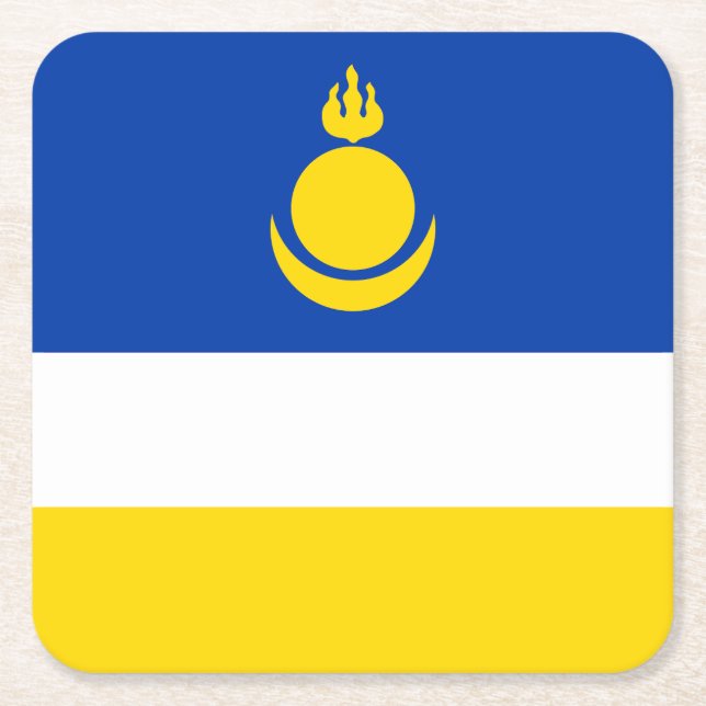 Porta-copo De Papel Quadrado Bandeira da Buryatia Patriótica (Frente)