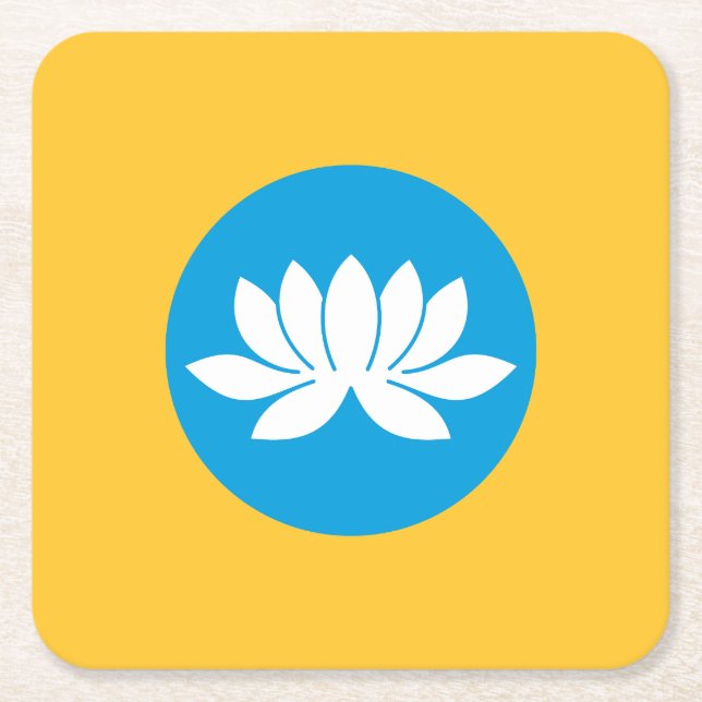 Porta-copo De Papel Quadrado Bandeira da Calmúquia (Frente)