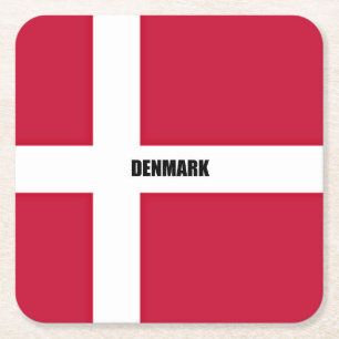 Porta-copo De Papel Quadrado Bandeira da Dinamarca (vermelha e branca)