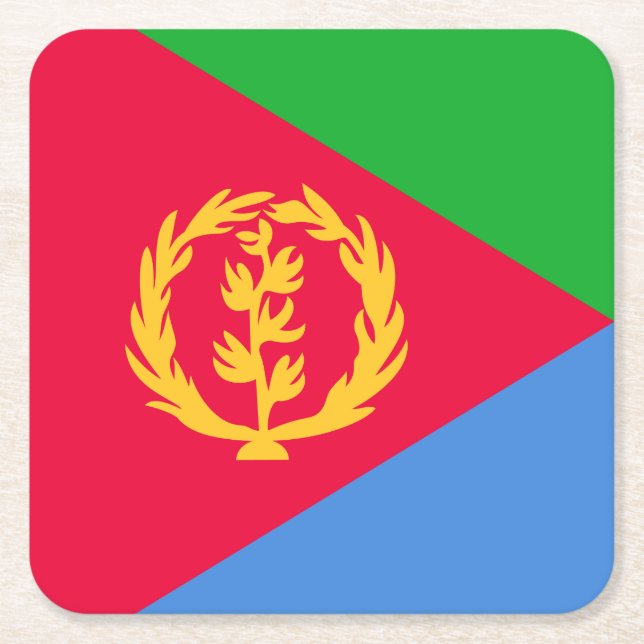 Porta-copo De Papel Quadrado Bandeira da Eritreia (Frente)