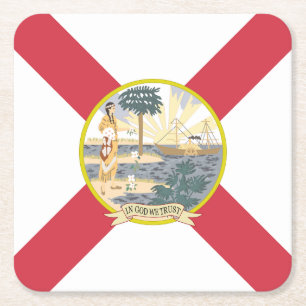 Porta-copo De Papel Quadrado Bandeira da Flórida: O Estado Ensolarado dos Flori