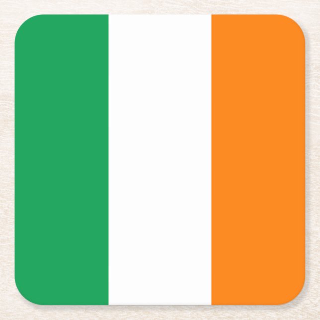 Porta-copo De Papel Quadrado Bandeira da Irlanda (Frente)