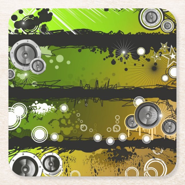 Porta-copo De Papel Quadrado Bandeira da música do estilo do Grunge (Frente)