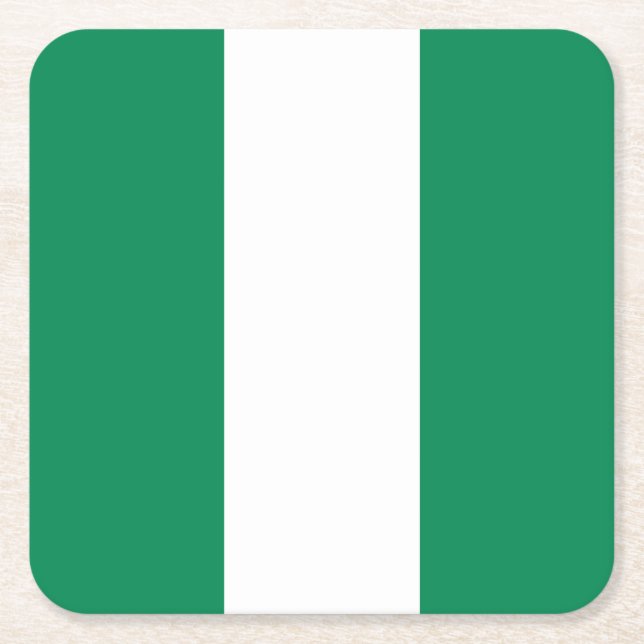 Porta-copo De Papel Quadrado Bandeira da Nigéria (Frente)