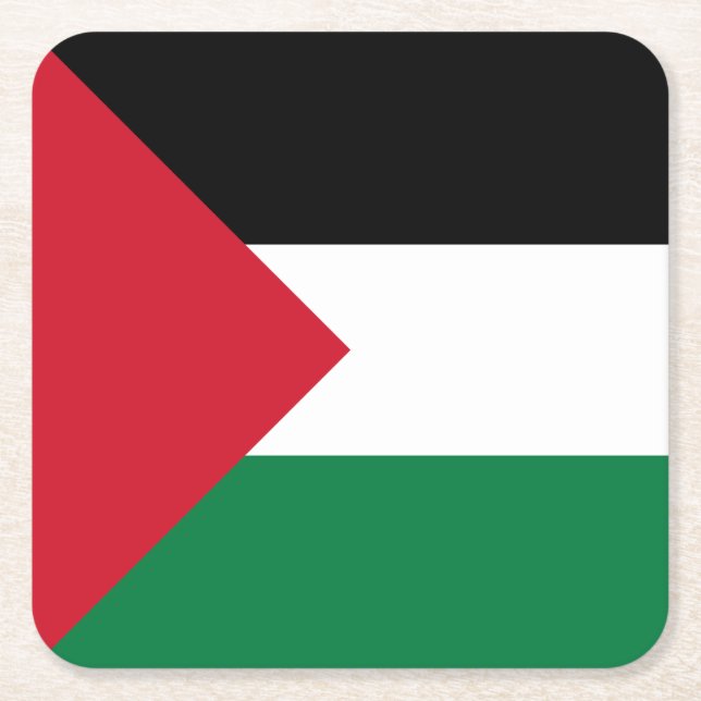 Porta-copo De Papel Quadrado Bandeira da Palestina (Frente)