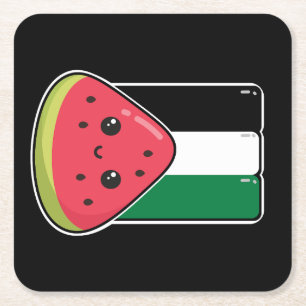 Porta-copo De Papel Quadrado Bandeira da Palestina Cura com Palestina Livre de 
