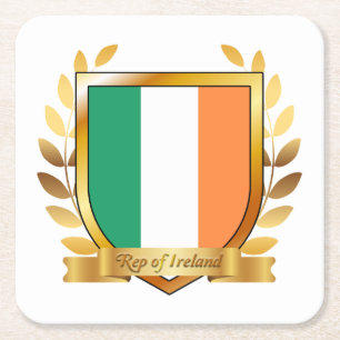 Porta-copo De Papel Quadrado Bandeira da República da Irlanda Escudo