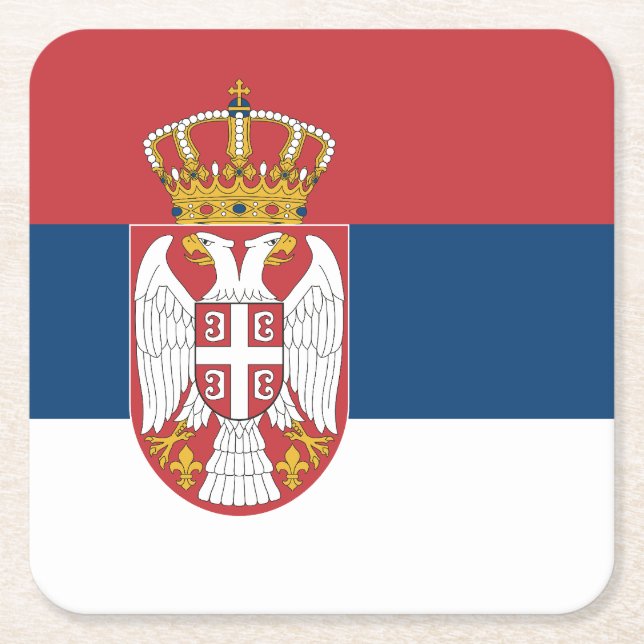 Porta-copo De Papel Quadrado Bandeira da Sérvia (Frente)