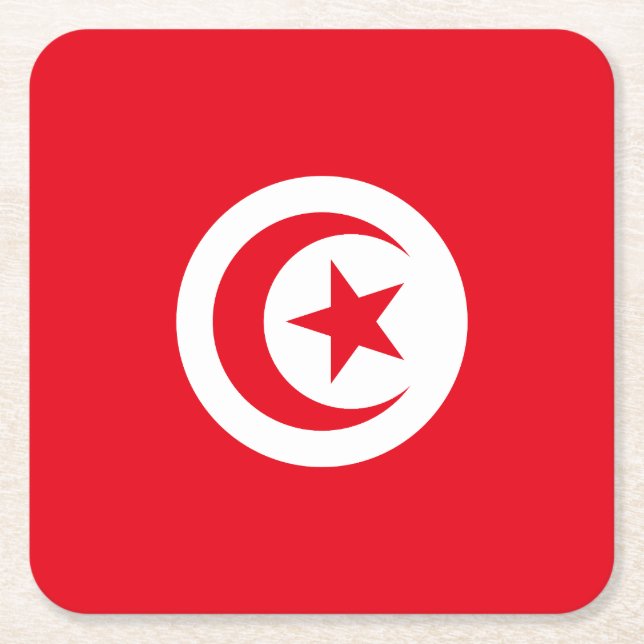 Porta-copo De Papel Quadrado Bandeira da Tunísia (Frente)