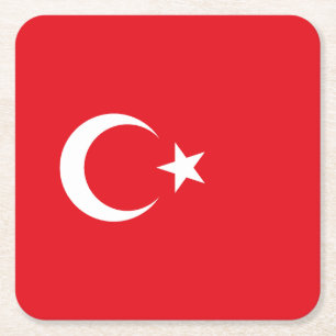 Porta-copo De Papel Quadrado Bandeira da Turquia