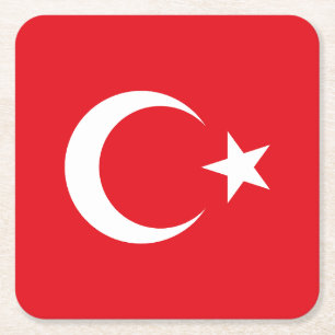 Porta-copo De Papel Quadrado Bandeira da Turquia