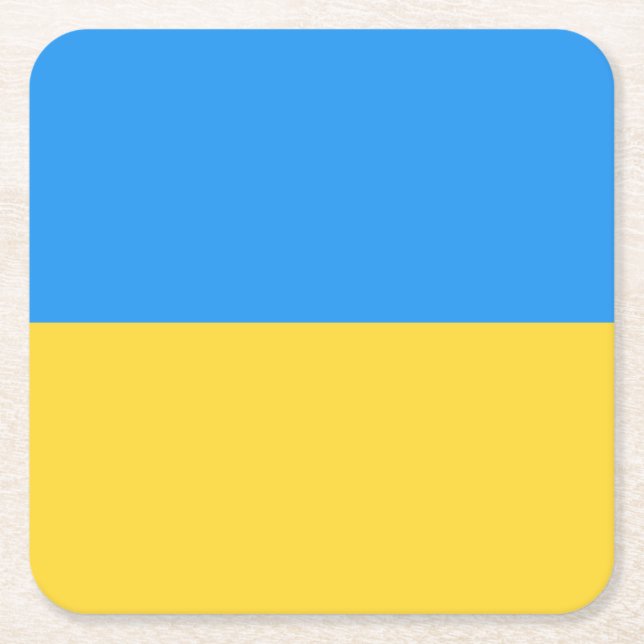 Porta-copo De Papel Quadrado Bandeira da Ucrânia (Frente)