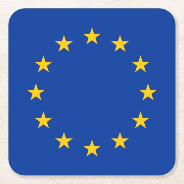Porta-copo De Papel Quadrado Bandeira da União Europeia (Frente)