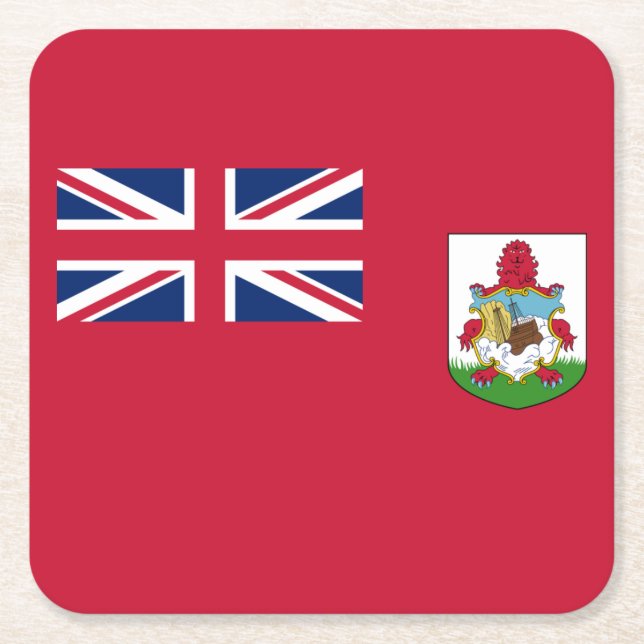 Porta-copo De Papel Quadrado Bandeira das Bermudas Patriótica (Frente)