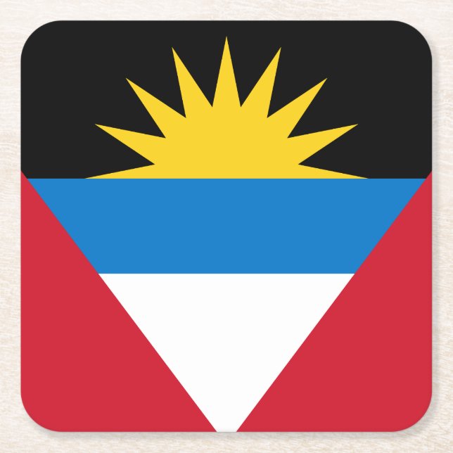 Porta-copo De Papel Quadrado Bandeira de Antígua e Barbuda Patriótica (Frente)