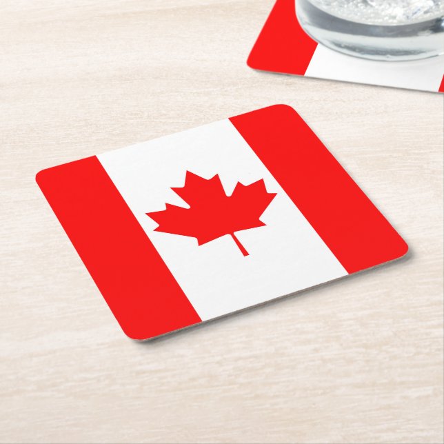 Porta-copo De Papel Quadrado Bandeira de Canadá (Inclinado)