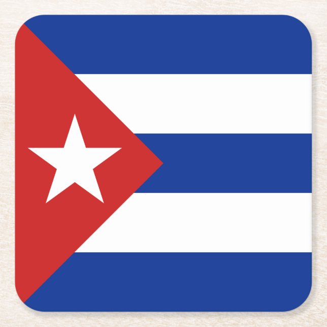 Porta-copo De Papel Quadrado Bandeira de Cuba (Frente)