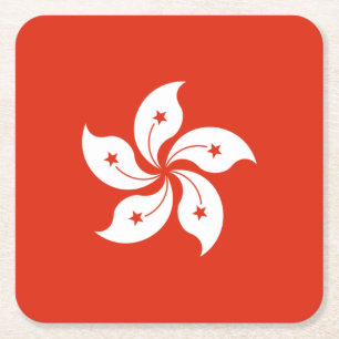 Porta-copo De Papel Quadrado Bandeira de Hong Kong