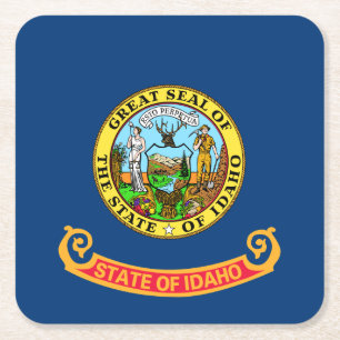 Porta-copo De Papel Quadrado Bandeira de Idaho: o Estado da Joia, Montanha Oest