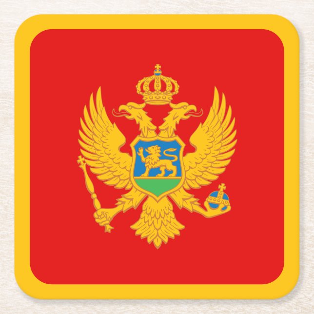 Porta-copo De Papel Quadrado Bandeira de Montenegro (Frente)