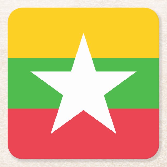 Porta-copo De Papel Quadrado Bandeira de Myanmar (Frente)