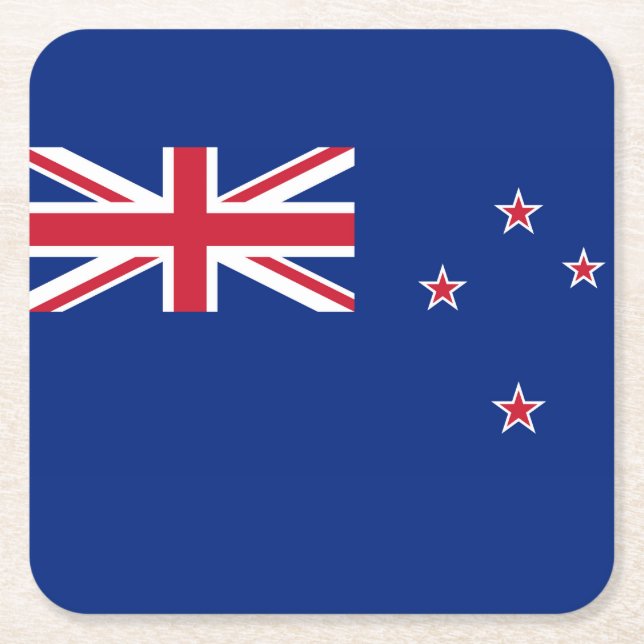 Porta-copo De Papel Quadrado Bandeira de Nova Zelândia (Frente)