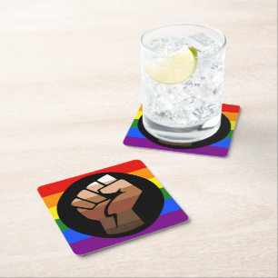 Porta-copo De Papel Quadrado Bandeira de pessoas queer do SlipperyJoe punho erg