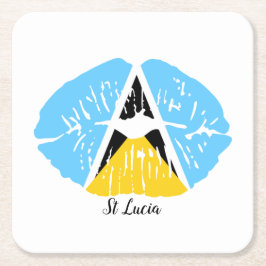 Porta-copo De Papel Quadrado Bandeira de Santa Lúcia nos lábios