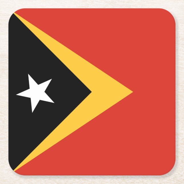 Porta-copo De Papel Quadrado Bandeira de Timor Leste (Frente)