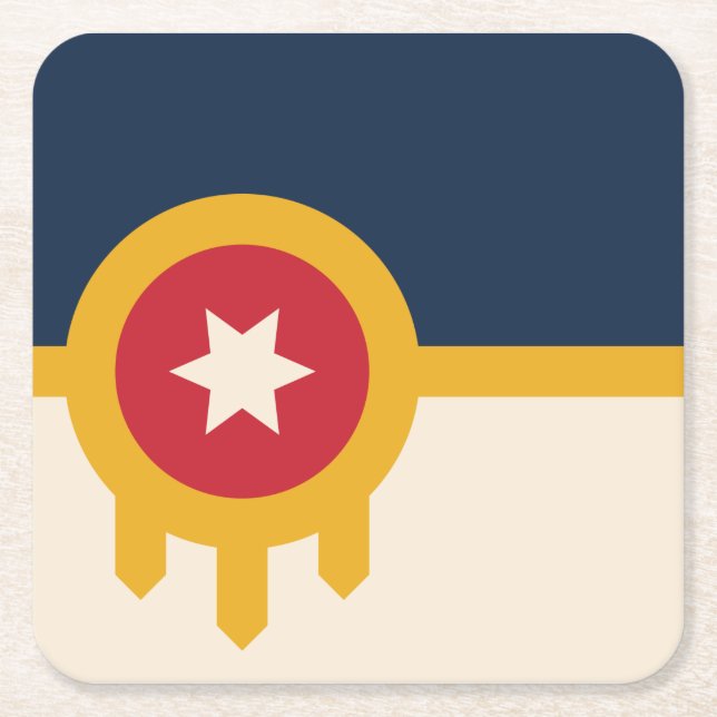 Porta-copo De Papel Quadrado Bandeira de Tulsa, Oklahoma (Frente)