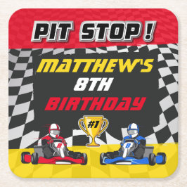 Porta-copo De Papel Quadrado Bandeira de Xadrez de Kart de Aniversário