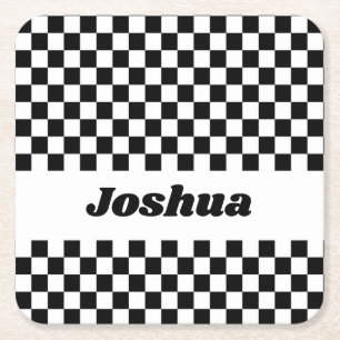 Porta-copo De Papel Quadrado Bandeira de Xadrez Preto e Branco