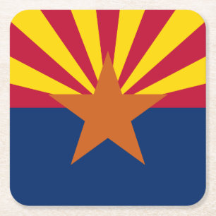 Porta-copo De Papel Quadrado Bandeira do Arizona: Estrela Cadente Sol, O Estado
