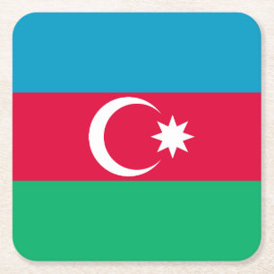 Porta-copo De Papel Quadrado Bandeira do Azerbaijão Patriótico