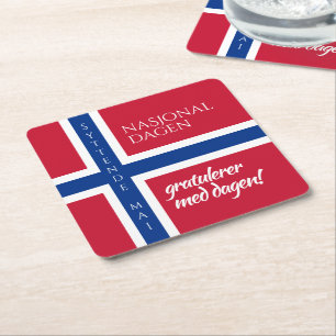 Porta-copo De Papel Quadrado Bandeira do Dia Nacional Norueguês de Syttende Ma