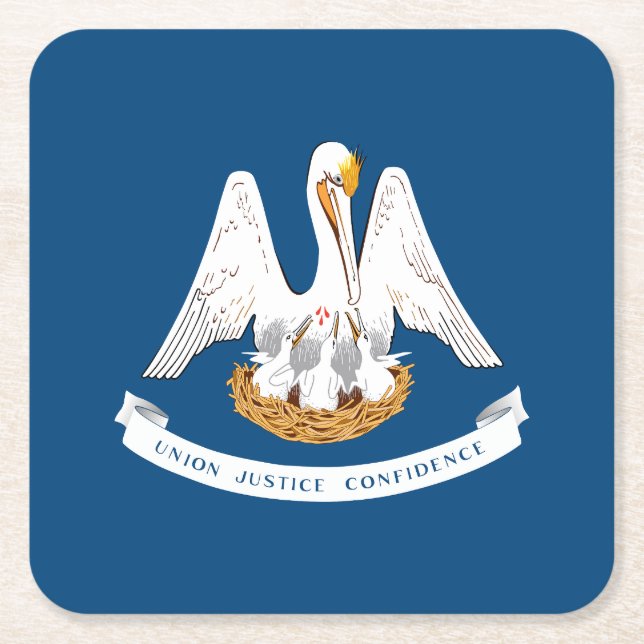 Porta-copo De Papel Quadrado Bandeira do Estado da Louisiana (Frente)