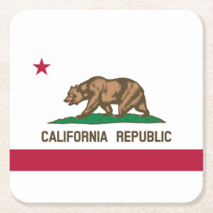 Porta-copo De Papel Quadrado Bandeira do Estado da República da Califórnia
